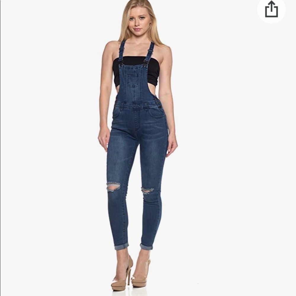 Overalls- distressed skinny jean